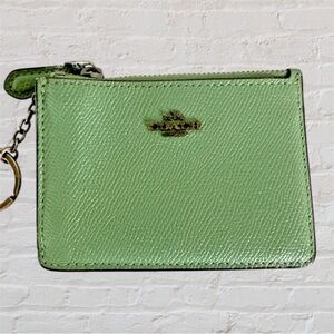 Coach Mint Green Leather Keychain Pouch